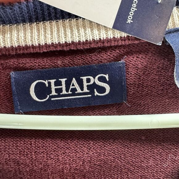 Chaps Sweater Vest Mens XL Red Maroon V Neck Pullover Knit New With Tags Cotton - Picture 6 of 13